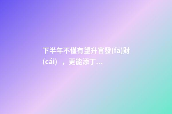 下半年不僅有望升官發(fā)財(cái)，更能添丁添福得貴子的生肖